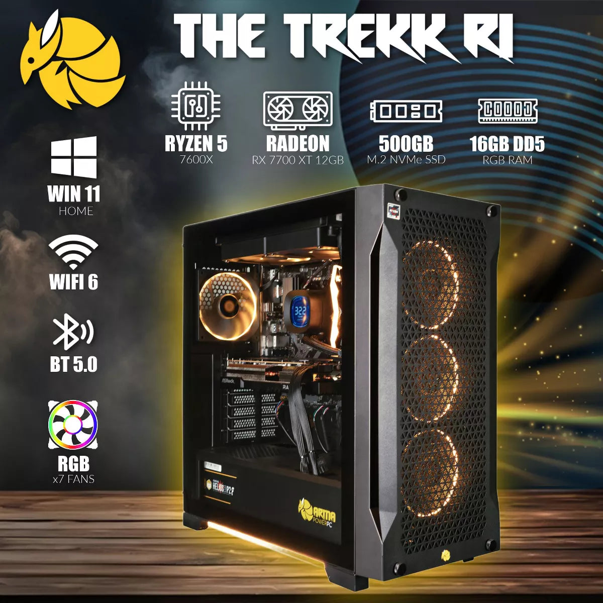ARMA POWER PC the TREKK R1 Premium Gaming Desktop PC - AMD Ryzen 5 7600X - AMD Radeon RX 7700 XT 12GB