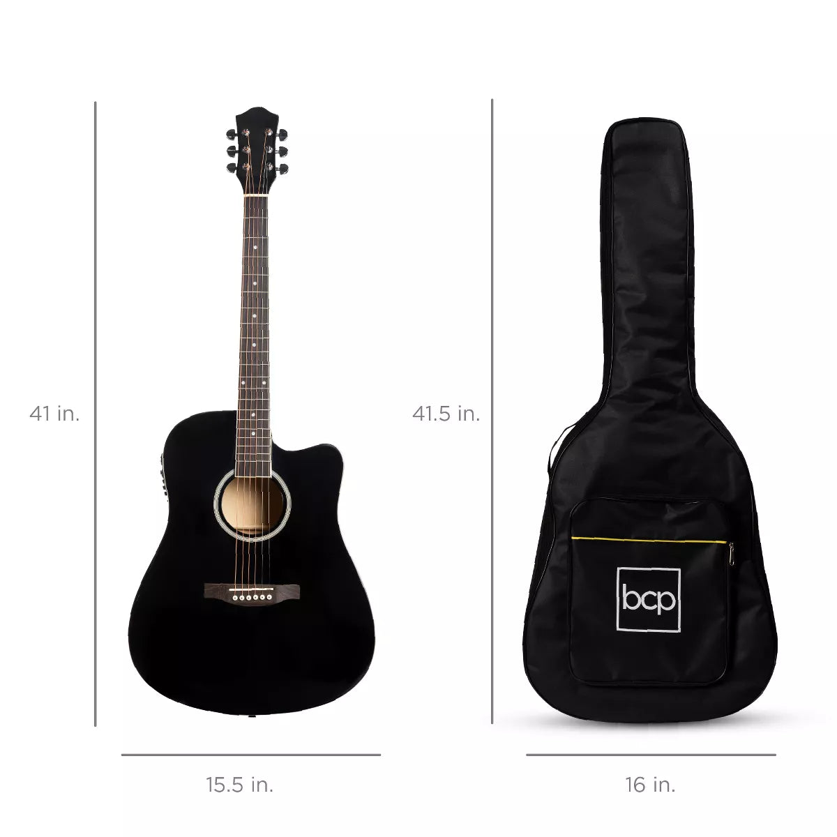 Best Choice Products Beginner Acoustic Electric Guitar Starter Set 41In W/ All Wood Cutaway Design, Case
