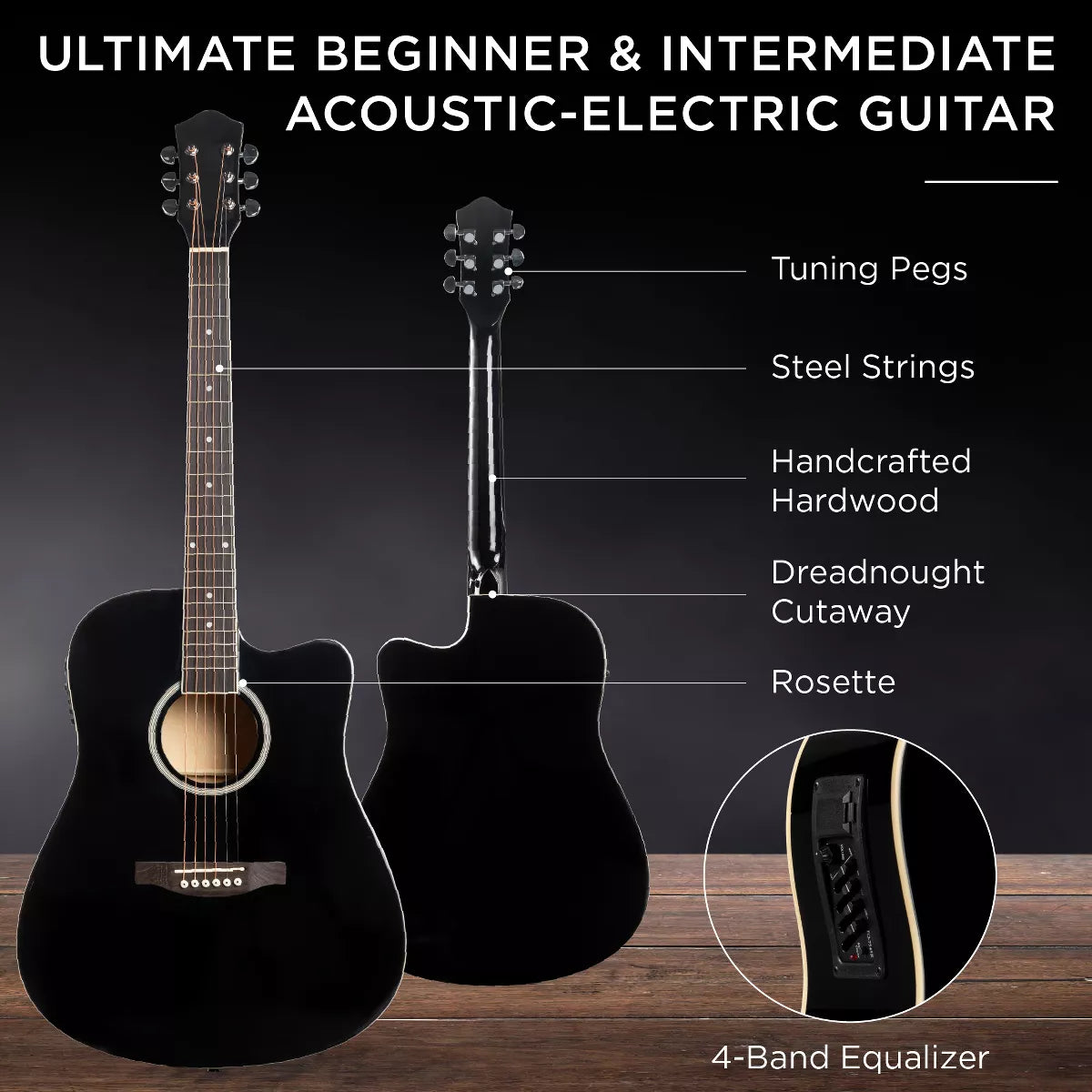 Best Choice Products Beginner Acoustic Electric Guitar Starter Set 41In W/ All Wood Cutaway Design, Case